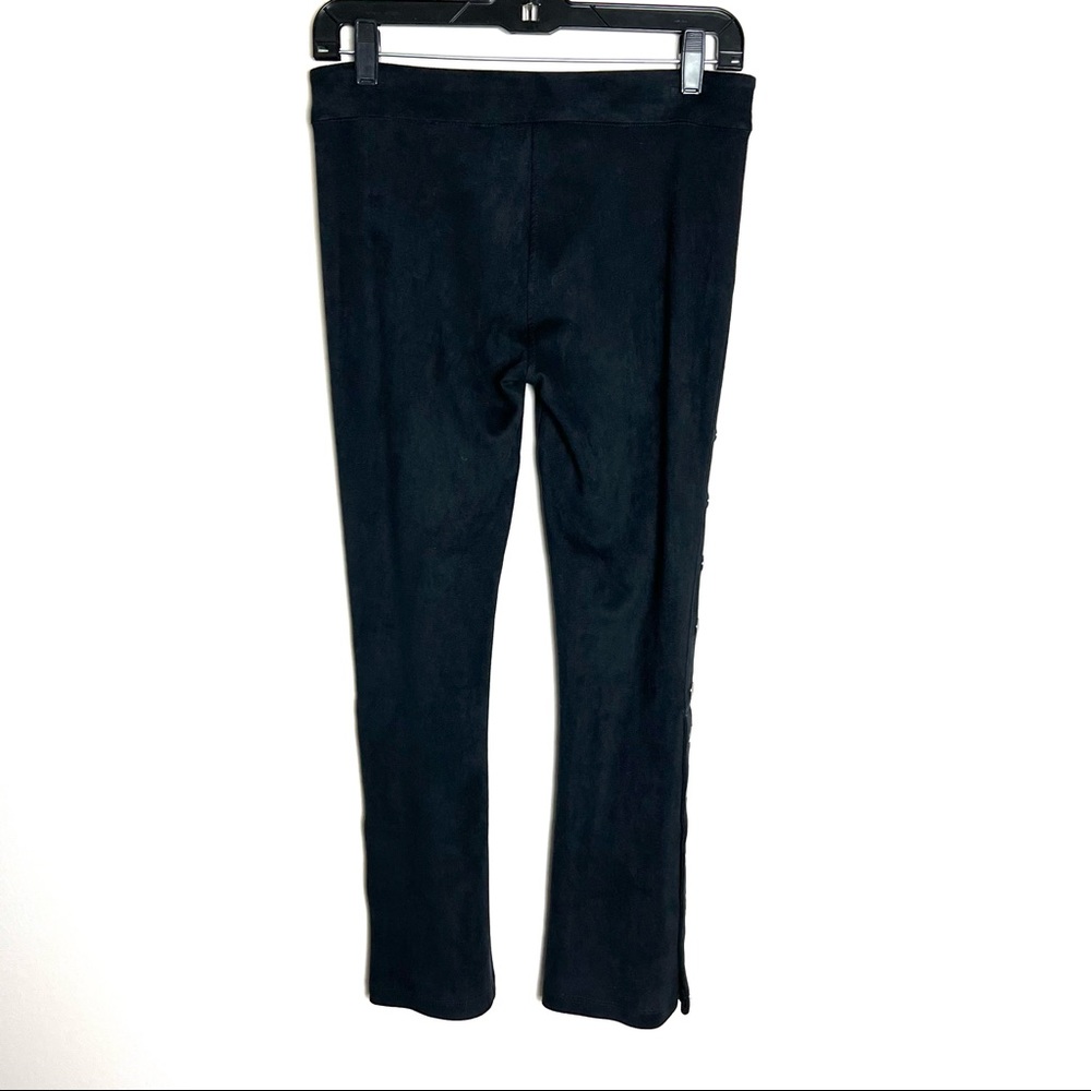 David Lerner Micro Suede High Rise Crop Flare Button Breakaway Pants - Picture 7 of 9